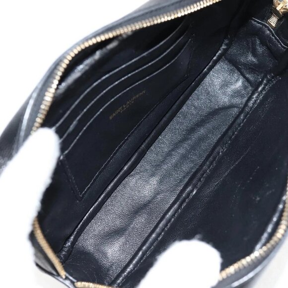 SAINT LAURENT Chain Lou Mini Shoulder Bag Leather Black Gold Auth yk18547A - Picture 9 of 16